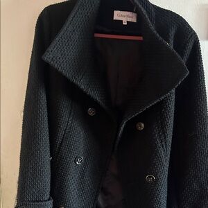 Calvin Klein Textured Black Peacoat